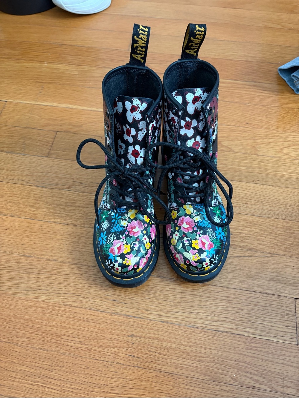 Dr. Martens Black Floral Lace-Up Ankle Boots